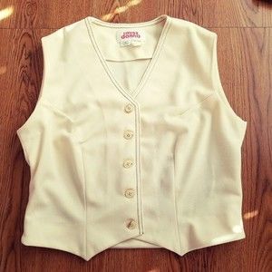 Vintage Clothing Miss Donna Light Yellow Button Down Vest, Size 12